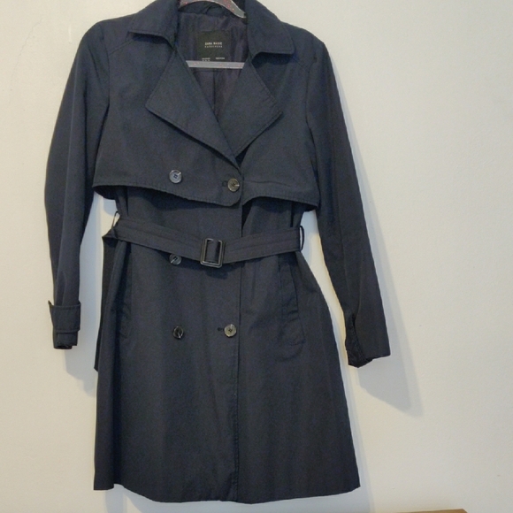 ZARA BASIC. Black Double-Breasted Women's Coat - Picture 1 of 10